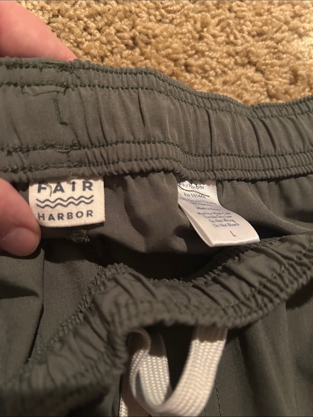 Fair Harbor Olive Green Drawstring Athletic Shorts View 2